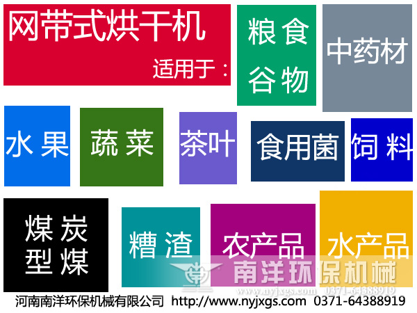 網（wǎng）帶烘幹機適用（yòng）範圍